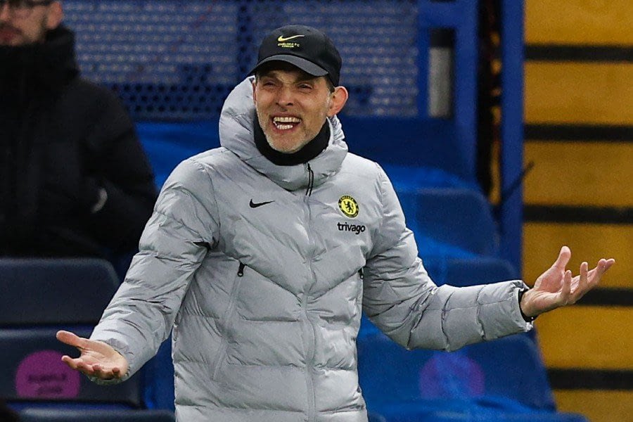 Chelsea's German head coach Thomas Tuchel reacts during the match against Real Madrid at Stamford Bridge stadium in London.